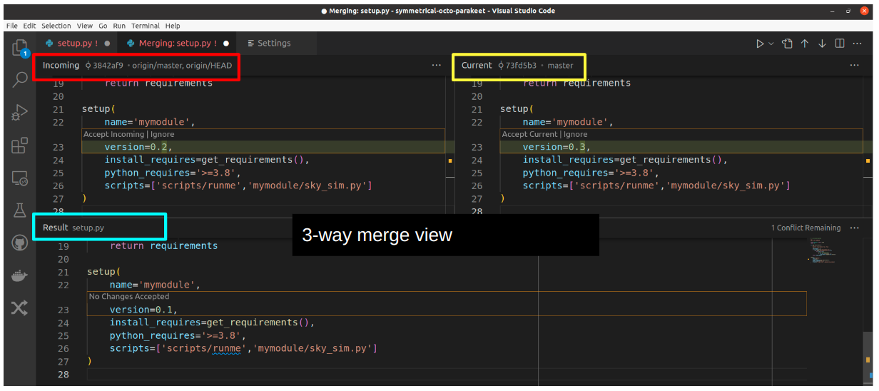 VSCode merge classic