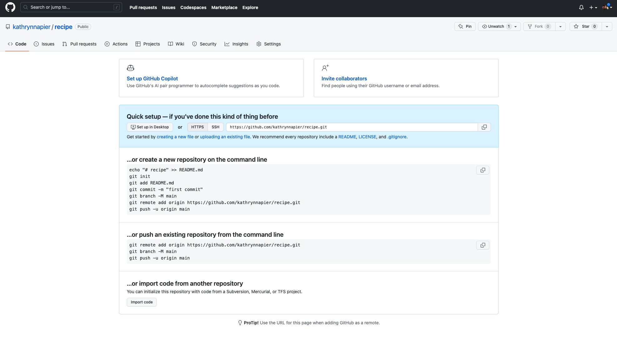 Creating a Repository on GitHub (Step 3)